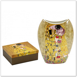 Klimt A csók váza díszdobozban, 20cm, Klimt festményes ajándékötlet