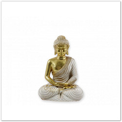 Buddha szobor arany/fehér színű, 18 cm