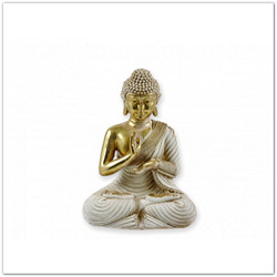 Buddha szobor arany/fehér színű, 21 cm