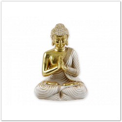 Buddha szobor arany/fehér színű, 24 cm