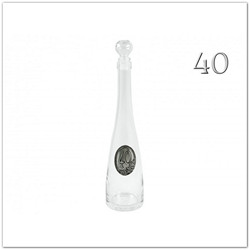Fémcímkés pálinkás palack 40. felirattal - 0,5L, 40. születésnapra