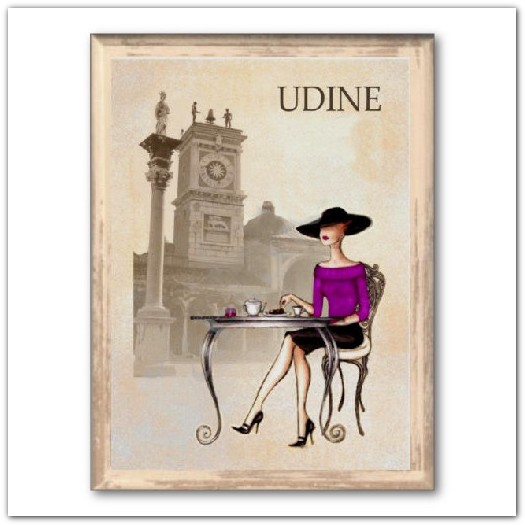 Udine - elegáns olasz nő táblaképen, 15x20cm