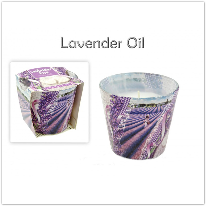 Levendula illatú illatgyertya üvegpohárban - Lavender Oil