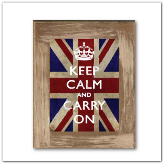 Keep Calm and Carry On feliratos nagy angol zászlós táblakép, 25x30cm