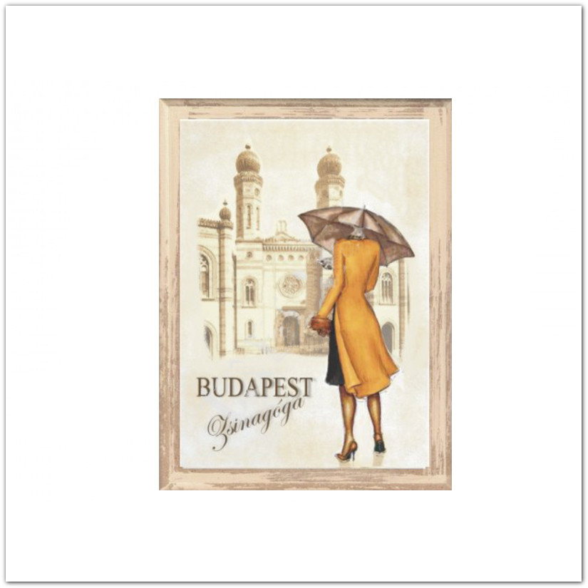 Városok vintage táblakép - Budapest Zsinagóga, 15x20cm