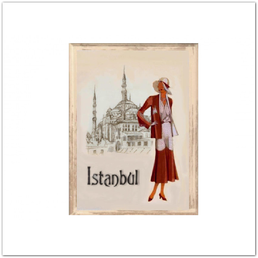 Városok vintage táblakép - Istanbul, 15x20cm