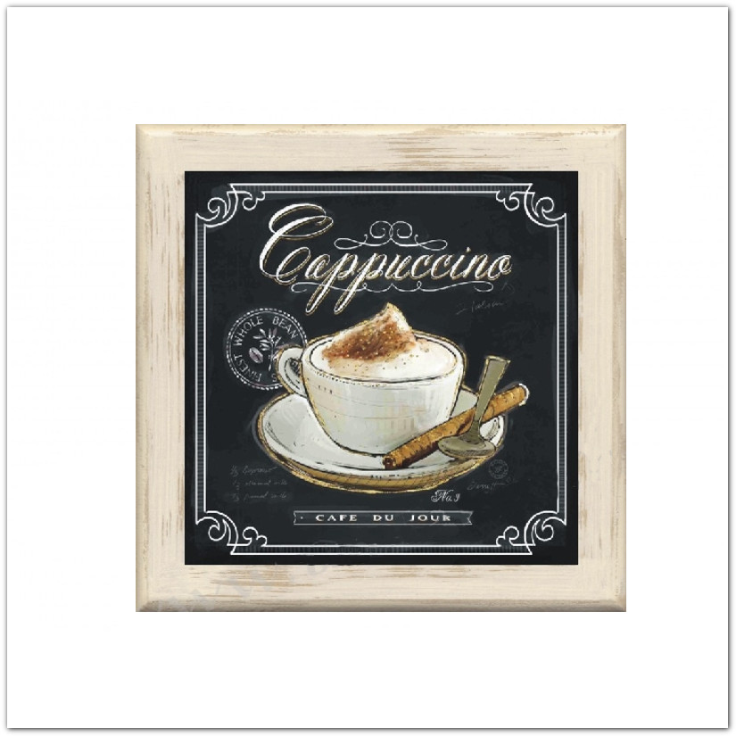Capuccino-s táblakép, falikép konyhába, kávézóba, 20x20cm