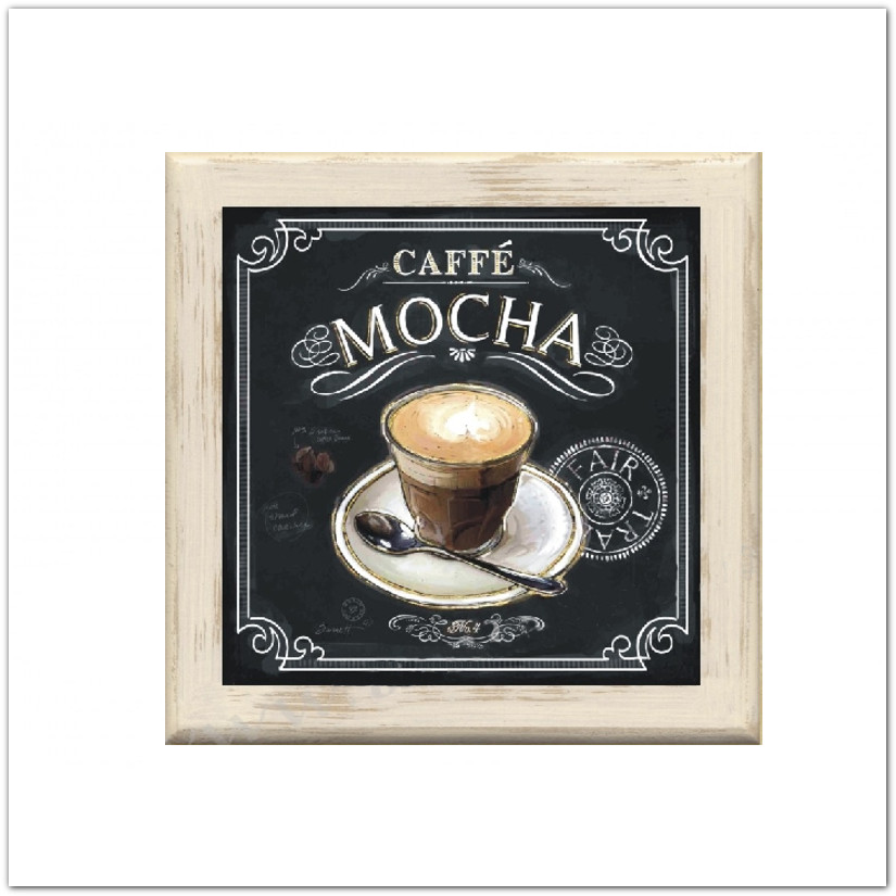 Kávés táblakép, falikép konyhába, kávézóba: Caffé Mocha feliratos, 20x20cm