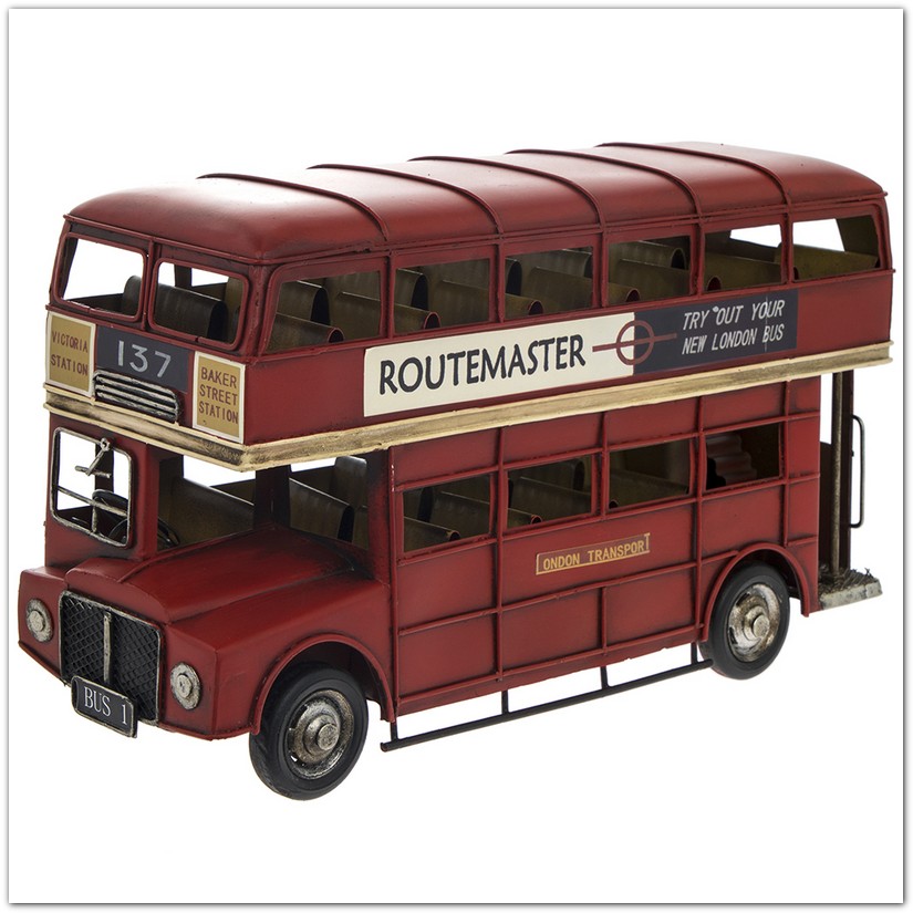 Valósághű fém londoni emeletes busz - angol piros double decker busz modell