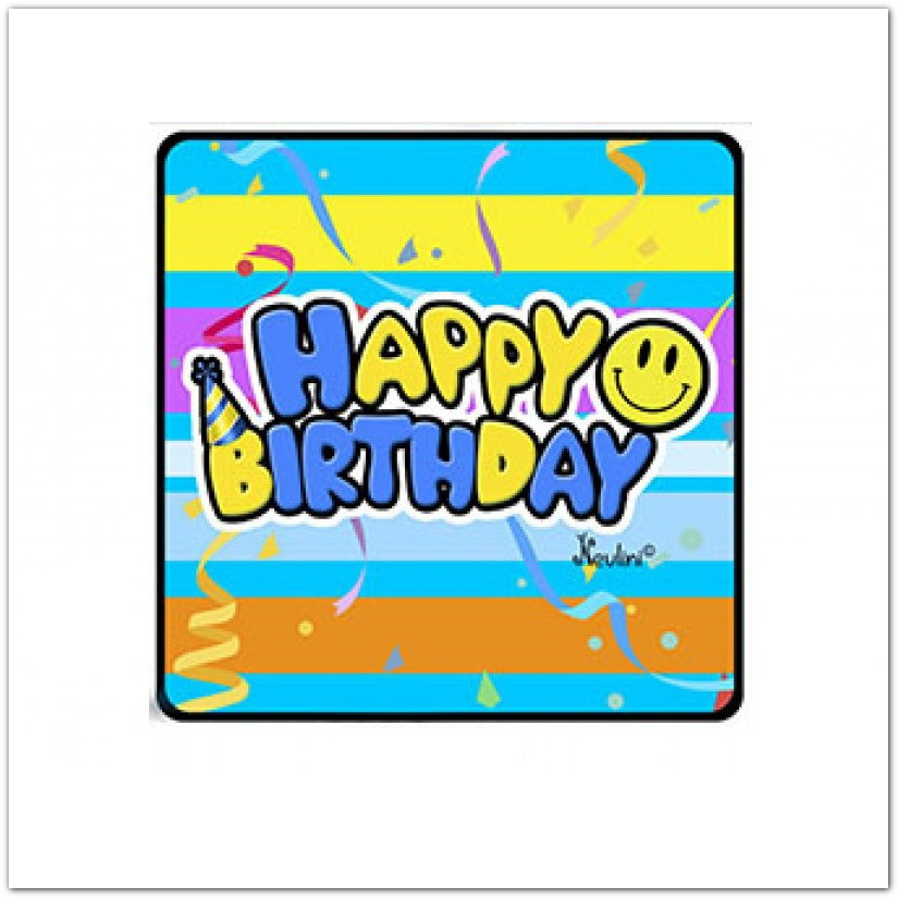 Hűtőmágnes Happy Birthday felirattal, smiley emoticonnal