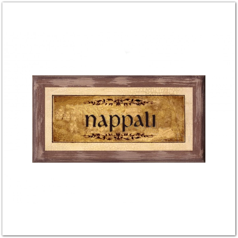 Fa ajtótábla Nappali felirattal, virág mintával, csokoládészínű