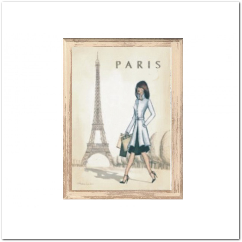Eiffel-tornyos vintage táblakép - Párizsi nő