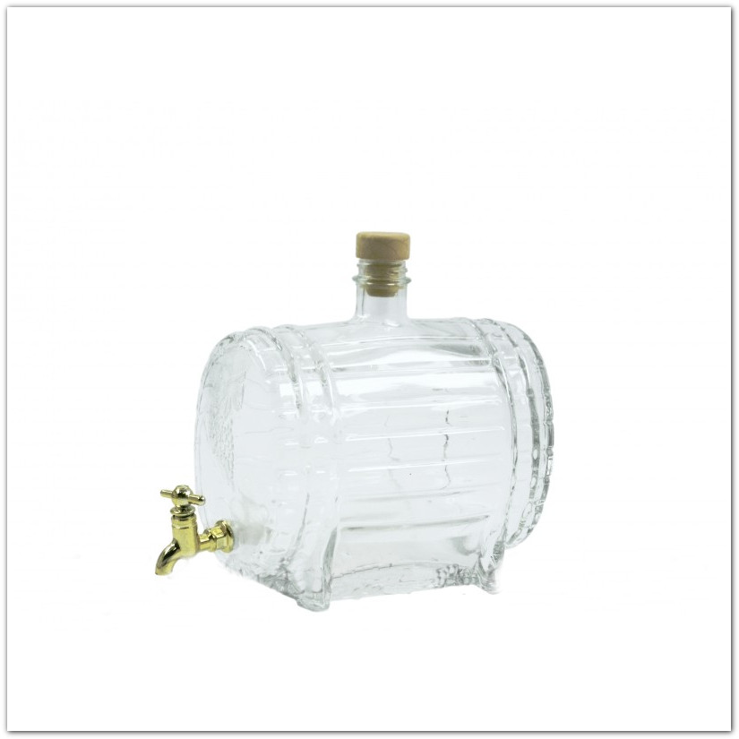 Hordó alakú csapos üveg, 1,5 literes adagolós üveg