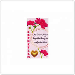 Szeretlek feliratú hűtőmágnes virágokkal, ajándékötlet -  7,5 x 14 cm