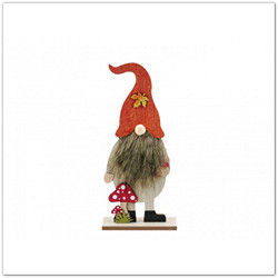 Őszi manó figura gombával piros sapkában - 21 cm