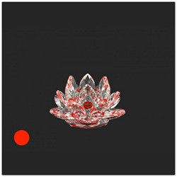 Piros lótusz kristály, 10x5,5cm