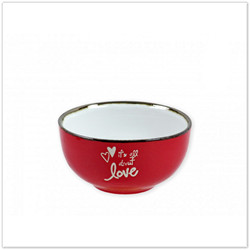 Love feliratú piros porcelán müzlis-tálka