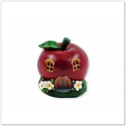 Ledes, világító alma házikó kerti dekoráció - dísz - 10 cm