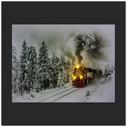 Karácsonyi 3 ledes világító falikép vonattal, 40x30cm