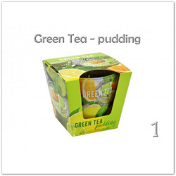 Illatgyertya üvegpohárban - Green Tea - pudding