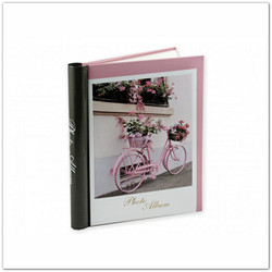 Öntapadós, spirálos fényképalbum 20db 21x28cm-es lappal, 40 oldallal - rózsaszín biciklis