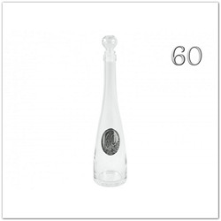 Fémcímkés pálinkás palack 60. felirattal - 0,5L, 60. születésnapra