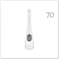 Fémcímkés pálinkás palack 70. felirattal - 0,5L, 70. születésnapra