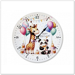 Állatos falióra - 28 cm - Happy Birthday felirattal