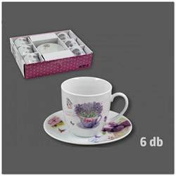 Levendulás cappucinos csésze kistányérral 6db