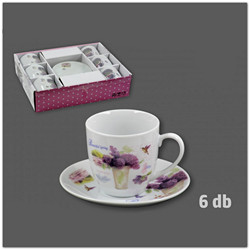 Levendulás cappucinos csésze kistányérral 6db