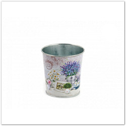 Fém levendulás kaspó - 8 cm - levendula csokorral