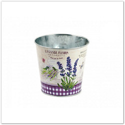 Fém virágos kaspó - 12 cm - Levendula mintával
