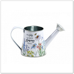 Fém levendulás locsolókanna - 21 cm - kis méhecskével