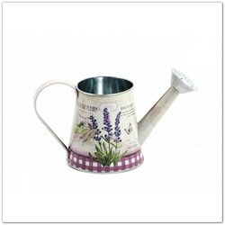 Fém levendulás locsolókanna - 21 cm - levendulával, pillangóval
