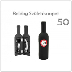3db-os boros szett 50. születésnapra, Boldog 50. születésnapot felirattal, 23cm