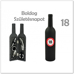 5db-os boros szett 18. születésnapra, Boldog 18. születésnapot felirattal, 32cm