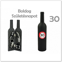 5db-os boros szett 30. születésnapra, Boldog 30. születésnapot felirattal, 32cm