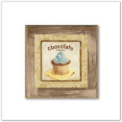 Chocolate cupcake fa táblakép - csokoládé, 20x20cm