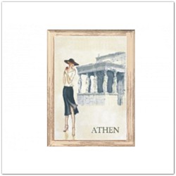 Városok vintage táblakép - Athén, 15x20cm