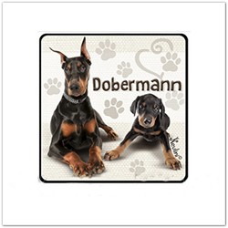 Dobermann-os hűtőmágnes - kiskutya és nagykutya