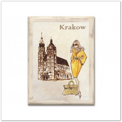 Városok vintage táblakép - Krakow, 15x20cm