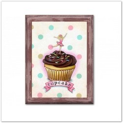 Csokis cupcake muffin sütis táblakép - sütirajongóknak, vintage stílusú