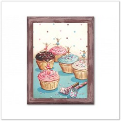 Cupcake muffin sütis táblakép - sütirajongóknak, vintage stílusú, 15x20cm