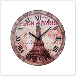 Fa Eiffel-tornyos vintage stílusú falióra hangtalan működéssel 28 cm