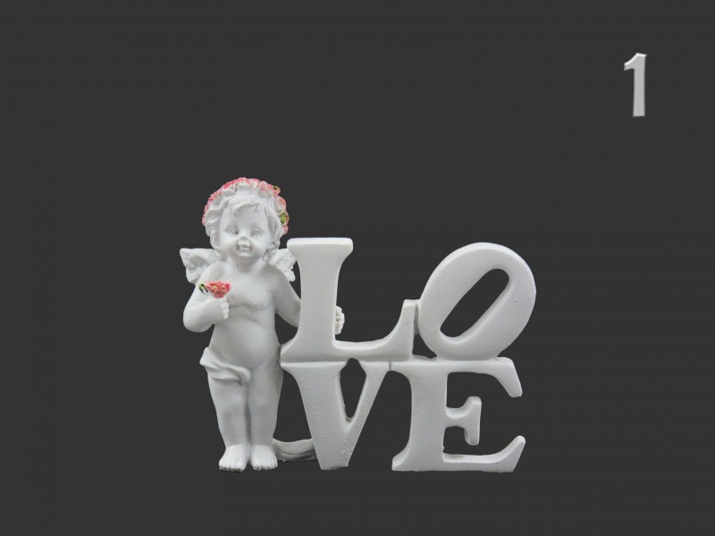 Álló angyakal szobor Love felirattal, 9x7,5cm