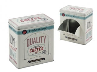 Retró fémdoboz kinyitható ablakkal, kávé vagy cukorka tárolására, Coffee felirat
