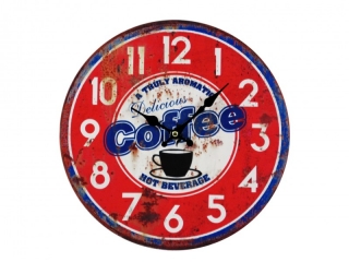 Vintázs cappuccino-s kávés falióra, 30 cm