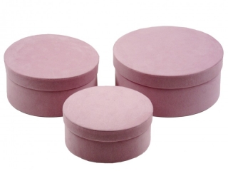 Rózsaszín/pink színű bársonyos díszdoboz-szett, ajándékdoboz-szett, 3db-os