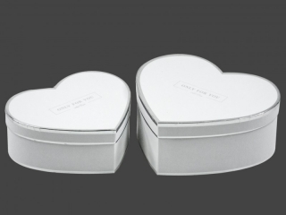 Fehér/ezüst színű szív alakú ajándékdoboz, díszdoboz-szett, 2db-os, Only for you